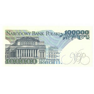 PRL, 100 000 złotych 1990 BN - DESTRUKT - obustronnie przesunięty druk