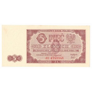 PRL, 5 złotych 1948 AU