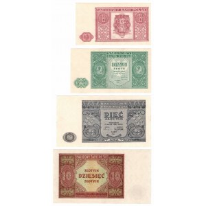 PRL, 1-10 złotych 1946 - zestaw (4 egzemplarze)
