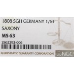 Niemcy, Saksonia, 1/6 talara 1808 - NGC MS63