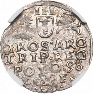 Sigismund III, 3 groschen 1598, Fraustadt - NGC MS65