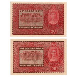 II RP, Zestaw 20 marek polskich 1919 - 2 egzemplarze