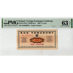 Pewex, Bon Towarowy, 5 centów 1969 - GA - PMG 63EPQ