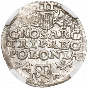 Zygmunt III Waza, Trojak 1594, Poznań - NGC AU58