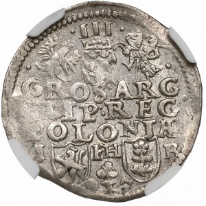 Sigismund III, 3 groschen 1597, Posen - NGC AU Details