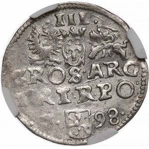 Zygmunt III Waza, Trojak 1598, Wschowa -NGC AU53