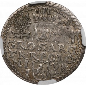 Zygmunt III Waza, Trojak 1598, Olkusz - nieopisany POLONI NGC AU53
