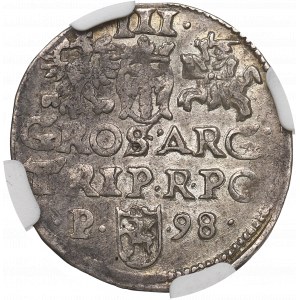 Sigismund III Vasa, 3 groschen 1598, Posen - NGC AU55