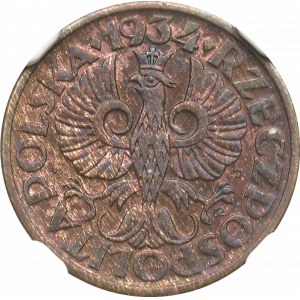 II Republic of Poland, 1 groschen 1934 - NGC MS63 BN