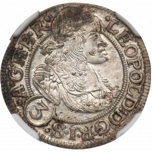 Śląsk pod panowaniem Habsburgów, Leopold I, 3 krajcary 1670, Wrocław - NGC MS62