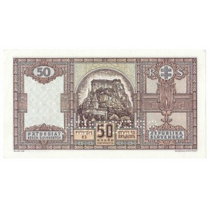Słowacja, 50 koron 1940 - perforacja SPECIMEN