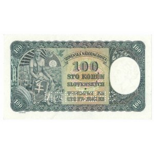 Słowacja, 100 koron 1940 - perforacja SPECIMEN