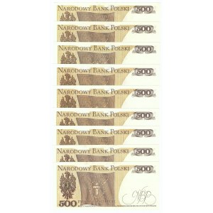PRL, 500 złotych 1982 - zestaw 9 egzemplarzy, różne serie