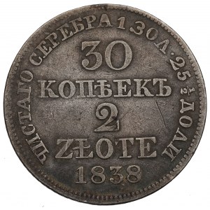 Zabór rosyjski, Mikołaj I, 30 kopiejek=2 złote 1838, Warszawa