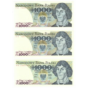 PRL, Zestaw 1000 złotych 1982 - 3 egzemplarze