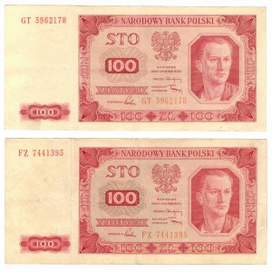 PRL, zestaw 100 złotych 1948 - 2 egzemplarze bez ramki