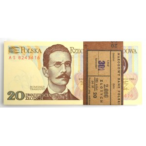 PRL, 20 złotych 1982 AS - paczka bankowa