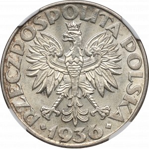 II Republic of Poland, 2 zlote 1936, Ship - NGC MS63