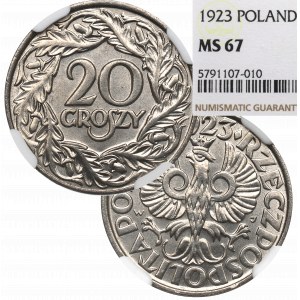 II Republic of Poland, 20 groschen 1923 - NGC MS67