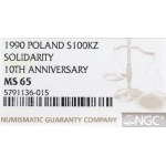 III RP, 100.000 PLN 1990 Solidarität - Typ B NGC MS65