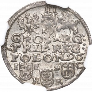 Zygmunt III Waza, Trojak 1596, Bydgoszcz - nieopisany NGC MS61