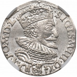 Sigismund III Vasa, Trojak 1593, Malbork - unbeschrieben NGC MS61