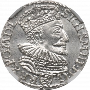 Sigismund III Vasa, Trojak 1594, Malbork - unbeschrieben NGC MS64