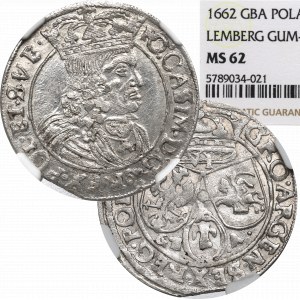 Iohann II Casimir, 6 groschen 1662 GBA, Lviv - NGC MS62