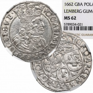 Jan II Kazimierz, Szóstak 1662 GBA, Lwów - NGC MS62