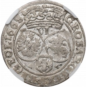 Johannes II. Kasimir, Sechster von 1663, Bromberg - NGC MS65