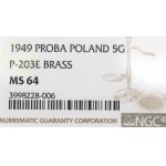 PRL, 5 pennies 1949 - NGC MS64 brass sample