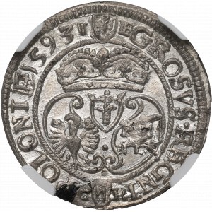 Zygmunt III Waza, Grosz 1593, Olkusz - NGC MS64 / ZJAWISKOWY