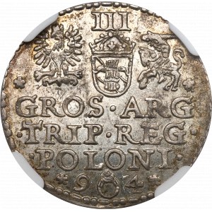 Sigismund III Vasa, Trojak 1594, Malbork - Ring im Datum - NGC MS62 / RARE