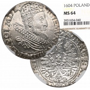 Sigismund III Vasa, Grosz 1604, Krakau - unbeschrieben - NGC MS64 / EXCELLENT