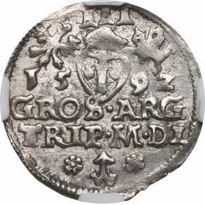 Sigismund III, 3 groschen 1592, Vilnius - NGC MS63