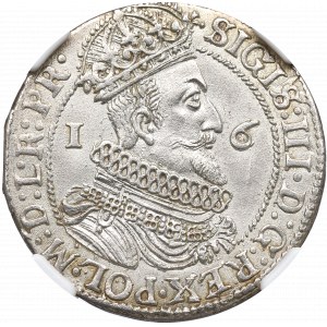 Sigismund III, 18 groschen 1624, Danzig - date overstriked NGC MS62