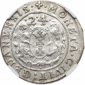 Sigismund III, 18 groschen 1624, Danzig - date overstriked NGC MS62