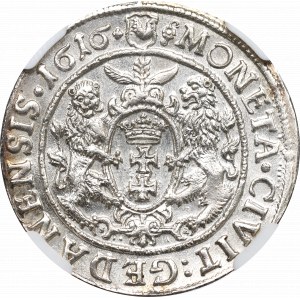 Sigismund III Vasa, Ort 1616, Danzig - Büste mit Öffnung ex Pączkowski NGC MS63