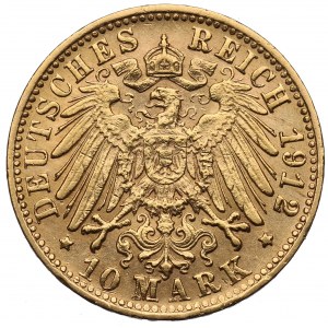 Germany, Wuertemberg, 10 mark 1912 F