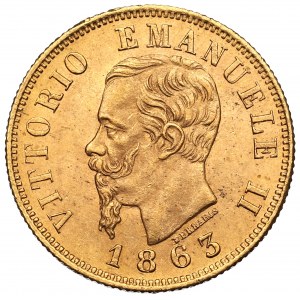 Italy, 10 lira 1863