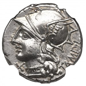 Roman Republic, M. Baebius, Denarius - NGC Ch AU
