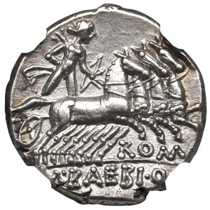 Republika Rzymska, M. Baebius (137 r p.n.e), Denar - NGC Ch AU
