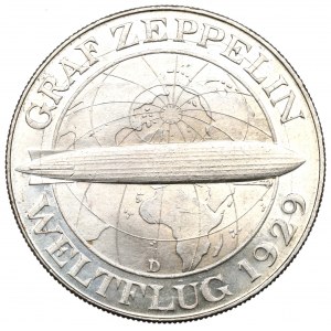 Deutschland, Weimarer Republik, 5 Mark 1930 D München - Graf Zeppelin