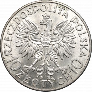 II Republic of Poland, 10 zlotych 1932, Women's Head, London