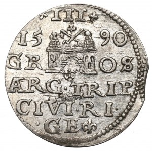 Sigismund III. Vasa, Trojak 1590, Riga - großer Kopf - Selten