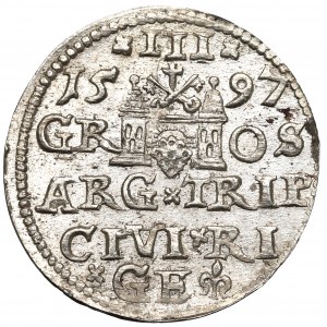 Zygmunt III Waza, Trojak 1597, Ryga - menniczy