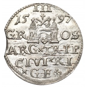 Zygmunt III Waza, Trojak 1597, Ryga - menniczy