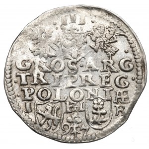Zygmunt III Waza, Trojak 1597, Poznań - duże cyfry daty