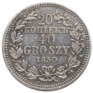 Poland under Russia, Nicholas I, 20 kopecks=40 groschen 1850 MW