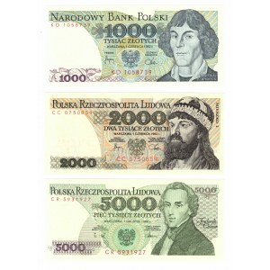 Volksrepublik Polen, Banknotensatz 1000-5000 Zloty